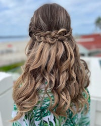 the back of a girl's hair with long wavy hair